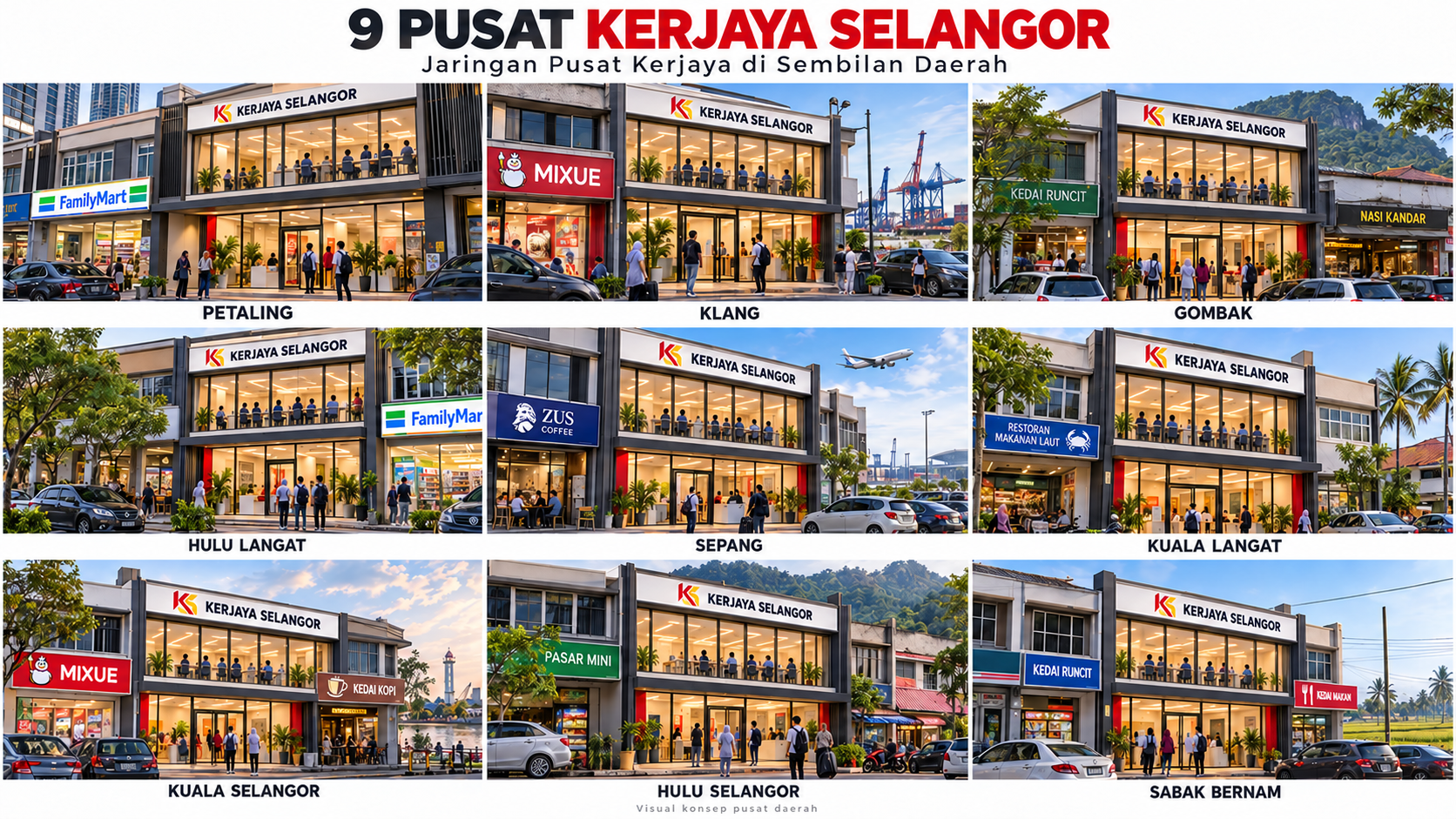 Papan tanda sembilan daerah Kerjaya Selangor